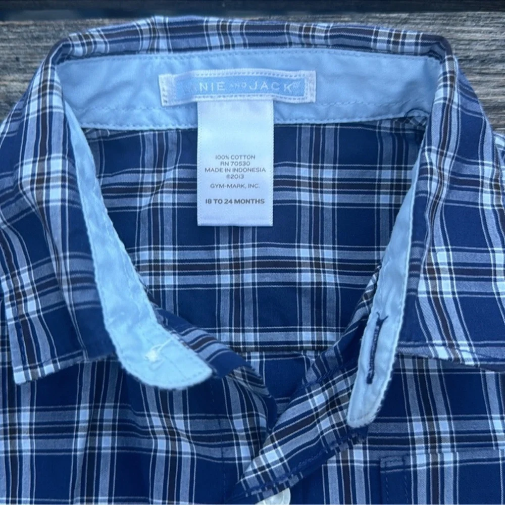 Janie & Jack baby boys 18-24 months blue plaid button down